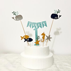 Under The Sea Cake Toppers - ONEder the Sea Cake Bunting. Starfish, Seahorse Cake Topper, Under The Sea Party Ocean Creatures First Birthday
