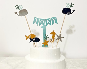 Adornos para tartas con temática marina - Guirnalda para tarta de primer cumpleaños