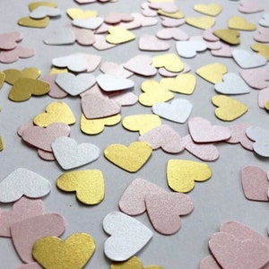 100-1000 PCS Confettis Coeur Doré PETITS Coeurs Confettis Saint Valentin Or Fête Nuptiale Fête de Fiançailles 1er Anniversaire Or Argent Mariage image 7