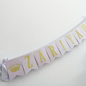 Princess NAME Banner Princess CROWN Banner. Personalized Name Banner Girl 1 st Birthday Pink Gold Birthday Party Decorations. Baby Shower image 9