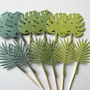 12 Dschungel Safari Cupcake Toppers Dschungel Baby Shower Dekorationen. Safari Geburtstag Party Dekor Dschungel Tier Cupcake Toppers Tropische Blätter 12 Leaves only