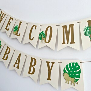 Safari Baby Shower Banner Safari Themed Baby Shower Bunting. Jungle Animals Flag Banner. Boy, Girl Safari Name Banner. Lion King Theme image 6