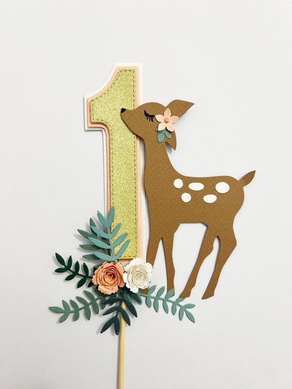 Pink Fox Birthday First Birthday Woodland 1ST Birthday Cake Topper ...