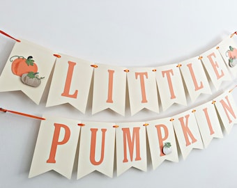 Striscione per baby shower "Piccola Zucca" per maschietto - Decorazioni per feste autunnali
