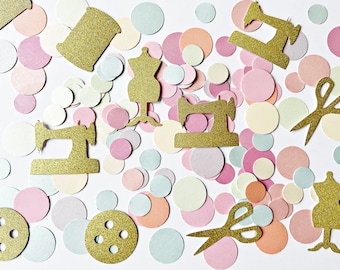 Sewing Party Confetti - 150 PCS, Glitter Sewing Machines & Buttons