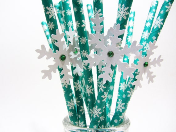 Frozen Party Decorations 10 Snowflake Party Straws Winter Onederland Blue White Straws Snowflake Decoration Winter Birthday Girl