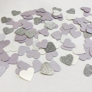 100-1000 PCS Gold Heart Confetti SMALL Hearts Valentine's Day Confetti Gold Bridal Shower Engagement Party 1st Birthday Gold Silver Wedding Lavender,WhiteSilver
