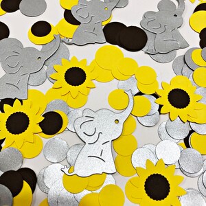 Elephant and Sunflower Baby Shower 200 Pcs. Elephant and Sunflower Confetti Girl Elephant Decor Elephant Sunflower Baby Shower Decorations image 2