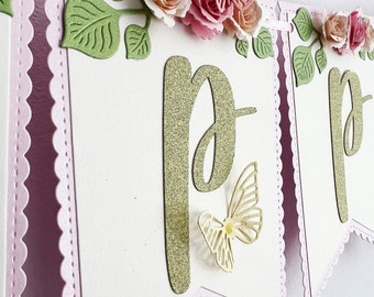 Butterfly NAME Banner - Butterfly Floral Nursery Decor. Girl First Birthday. Baby Shower Banner. Butterfly Welcome Baby Sign Butterfly Theme