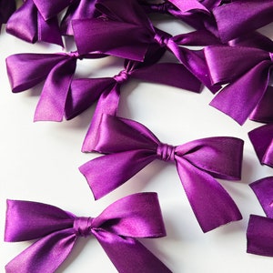 Purple Satin Ribbon Bows with Twist Ties 4 Wide Satin Ribbon Bows. Satin ribbon bows, Baby bows, Children's bows, Purple bows image 1