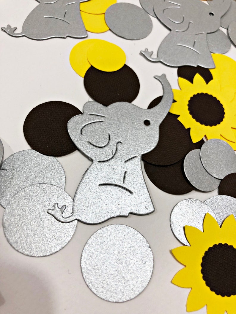 Elephant and Sunflower Baby Shower 200 Pcs. Elephant and Sunflower Confetti Girl Elephant Decor Elephant Sunflower Baby Shower Decorations image 8