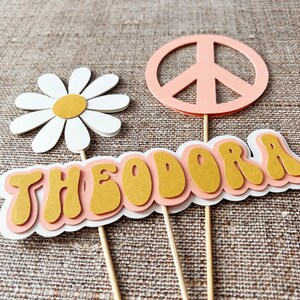 One Groovy Daisy Cake Toppers Daisy Centerpiece Floral Sticks One Groovy Baby Groovy First Birthday Hippie Retro Baby First Birthday Decor image 10