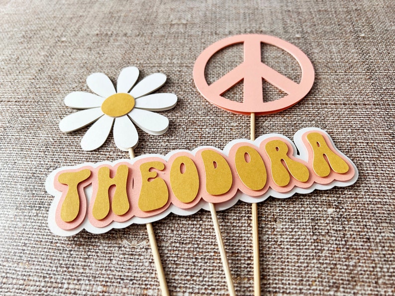 One Groovy Daisy Cake Toppers Daisy Centerpiece Floral Sticks One Groovy Baby Groovy First Birthday Hippie Retro Baby First Birthday Decor image 10