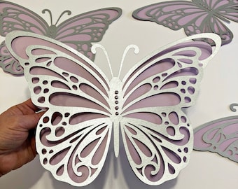 Lavender & Silver Large Paper Butterfly -Single Extra Large Butterfly Backdrop Prop Nursery Wall Decor Butterfly Party Butterfly Baby Shower