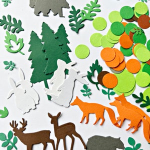 150 PCS. Woodland Theme Baby Shower Confetti Woodland Animals Greenery Baby Shower Baby Boy Shower Decorations Oh Baby Forest Party Decor image 3