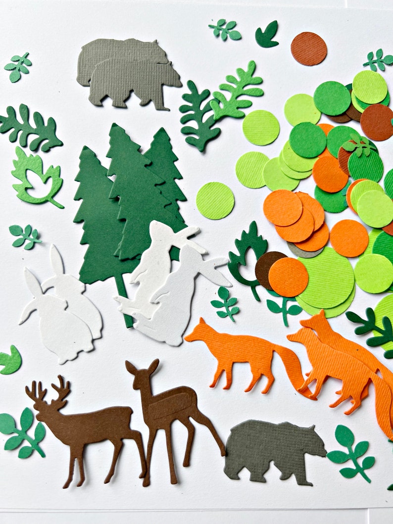 150 PCS. Woodland Theme Baby Shower Confetti Woodland Animals Greenery Baby Shower Baby Boy Shower Decorations Oh Baby Forest Party Decor image 3