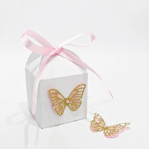 Butterfly Baby Shower Favor Box Pink & Gold Butterfly Favor Box. Butterfly Party Favors. Butterfly Candy Boxes Butterfly Birthday Gift Box image 2