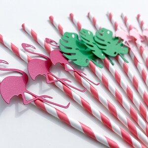 Flamingo Paper Straws. FLAMINGO Party Straws. Bachelorette Party. Flamingo Birthday, Tropical Baby Shower Decorations Summer Party Flamingos image 3