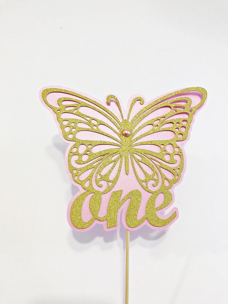 Butterfly ONE Cake Topper Schmetterling Erster Geburtstag Party Dekoration. Ein Cake Topper Schmetterling EIN Topper. I am One Butterfly Baby Dekor Bild 1