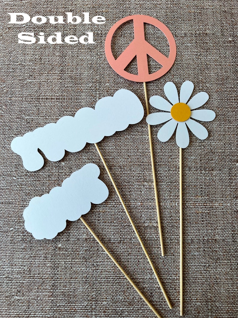 One Groovy Daisy Cake Toppers Daisy Centerpiece Floral Sticks One Groovy Baby Groovy First Birthday Hippie Retro Baby First Birthday Decor image 8