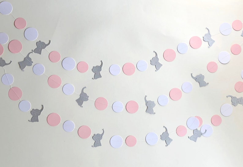 Elephant Garland Baby Shower Decorations Gray Nursery Decoration Pink And Custom Colors