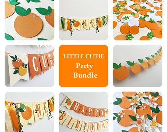 Little Cutie 1st Birthday Party Bundle - Orange Themed First Birthday. Citrus Neutral First Birthday Party Decorations