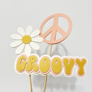 One Groovy Daisy Cake Toppers Daisy Centerpiece Floral Sticks One Groovy Baby Groovy First Birthday Hippie Retro Baby First Birthday Decor image 9