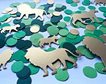 Lion Confetti – Wild One Gold Safari Party Decorations, Giraffe, Puma