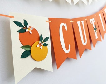 Little Cutie Baby Shower Decorations - Little Cutie Banner. Orange, Clementine Baby Shower. Little Cutie is on the Way. Neutral Baby Shower