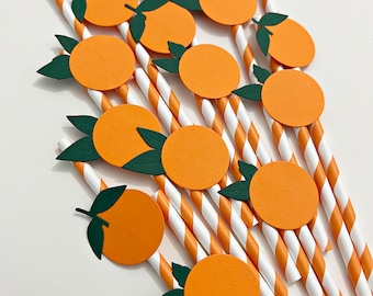 Orange Paper Straws - Little Cutie Straws, Party Straws Little Cutie Baby Shower, Little Cutie Birthday Decor, Paper Straws, Orange Theme