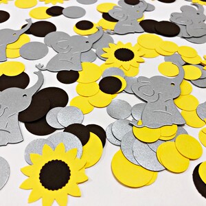 Elephant and Sunflower Baby Shower 200 Pcs. Elephant and Sunflower Confetti Girl Elephant Decor Elephant Sunflower Baby Shower Decorations image 5