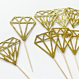 12 decorazioni per cupcake con diamanti - Decorazioni per ciambelle, decorazioni per cupcake per addio al nubilato, decorazioni per cupcake con anello di diamanti, decorazioni per matrimoni, stuzzichini per fidanzamento