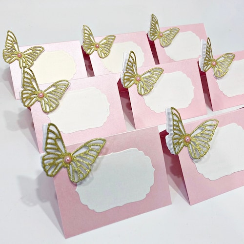 20 CHAMPAGNE 3D PEARLESCENT SHIMMER BUTTERFLY CONFETTI TABLE DECORATION TOPPERS 