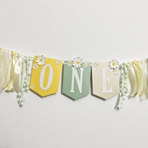 Daisy One High Chair Banner - ONE Groovy Birthday Banner. Flower Power ...