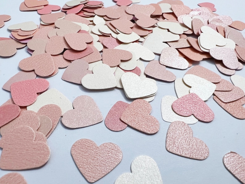 100-1000 PCS Gold Heart Confetti SMALL Hearts Valentine's Day Confetti Gold Bridal Shower Engagement Party 1st Birthday Gold Silver Wedding Shades of Blush Pink