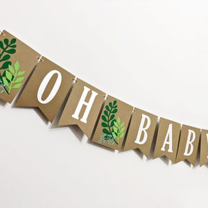 Bannière de verdure pour baby shower - Oh bébé bannière de verdure, bannière de baby shower, guirlande d&#39;olives bannière de bébé personnalisée Bienvenue tout petit ! Garçon oh garçon !