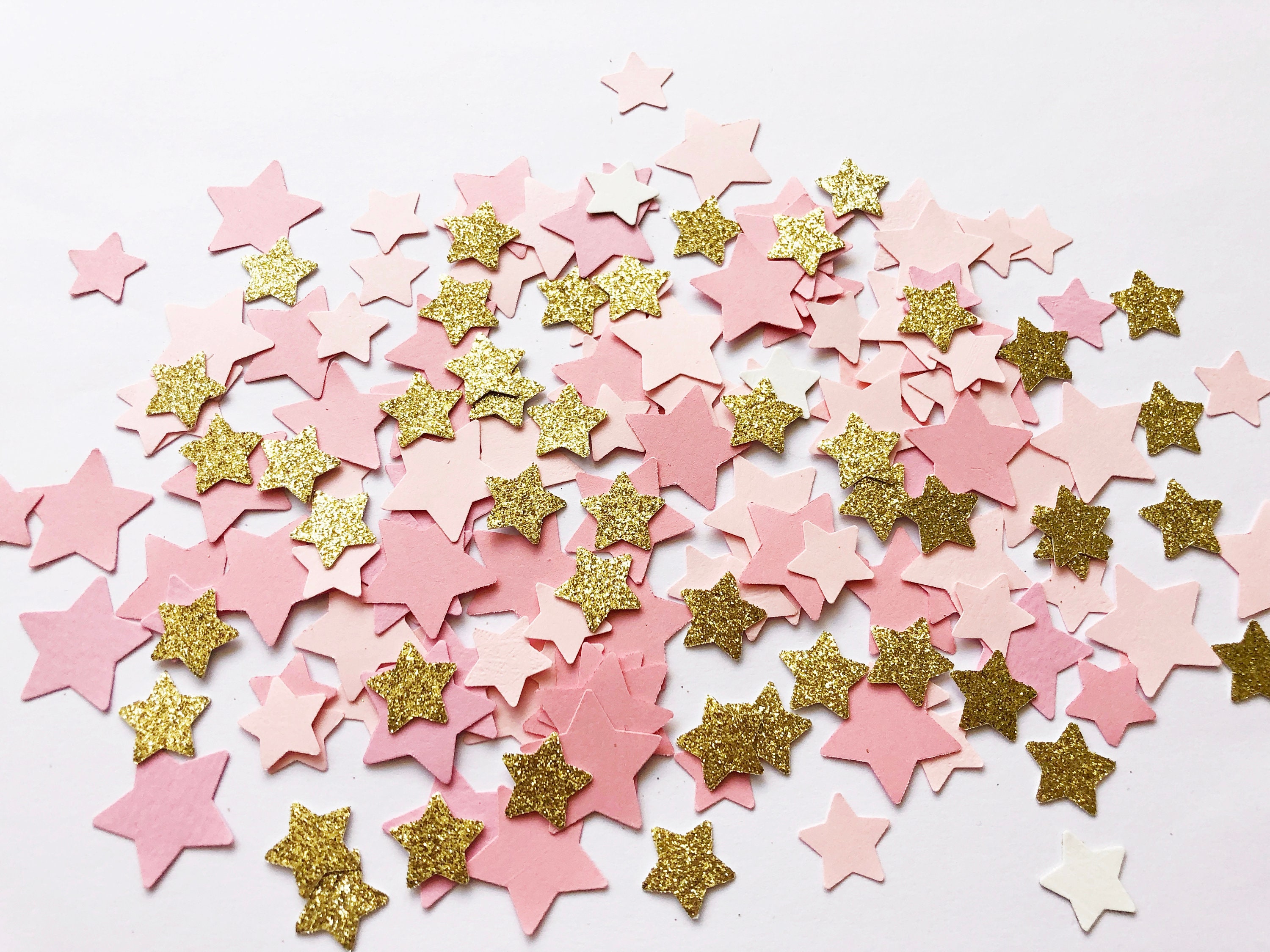 150 Pcs Twinkle Twinkle Baby Shower Confetti Pink and Gold Birthday Confetti Gold Glitter Star Confetti Party Decorations
