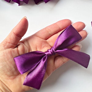 Purple Satin Ribbon Bows with Twist Ties 4 Wide Satin Ribbon Bows. Satin ribbon bows, Baby bows, Children's bows, Purple bows image 3