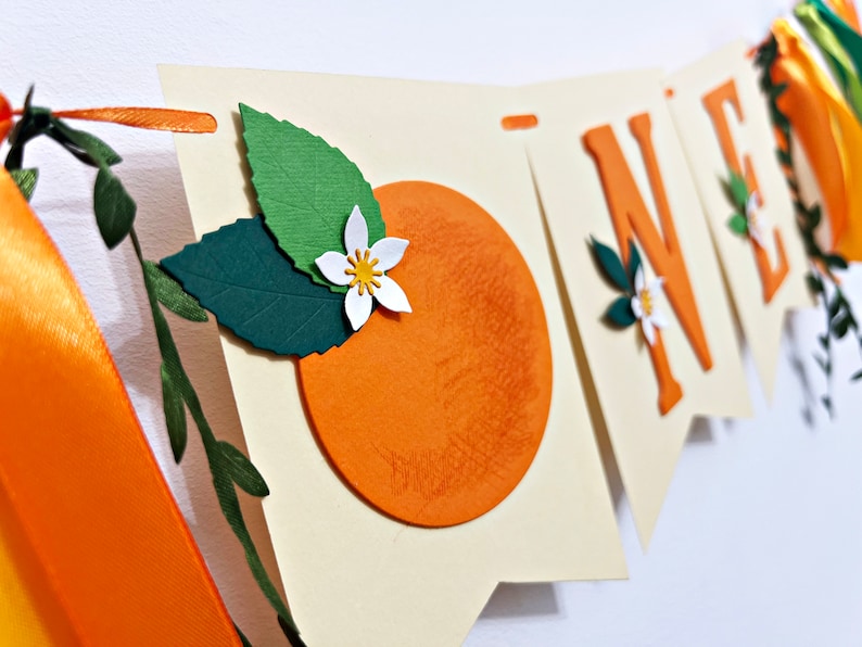 Little Cutie One High Chair Banner Orange ONE Banner. Clementine 1st Birthday Decorations. Tangerine Theme First Birthday. Citrus Party HC ONE -With 5 Trims