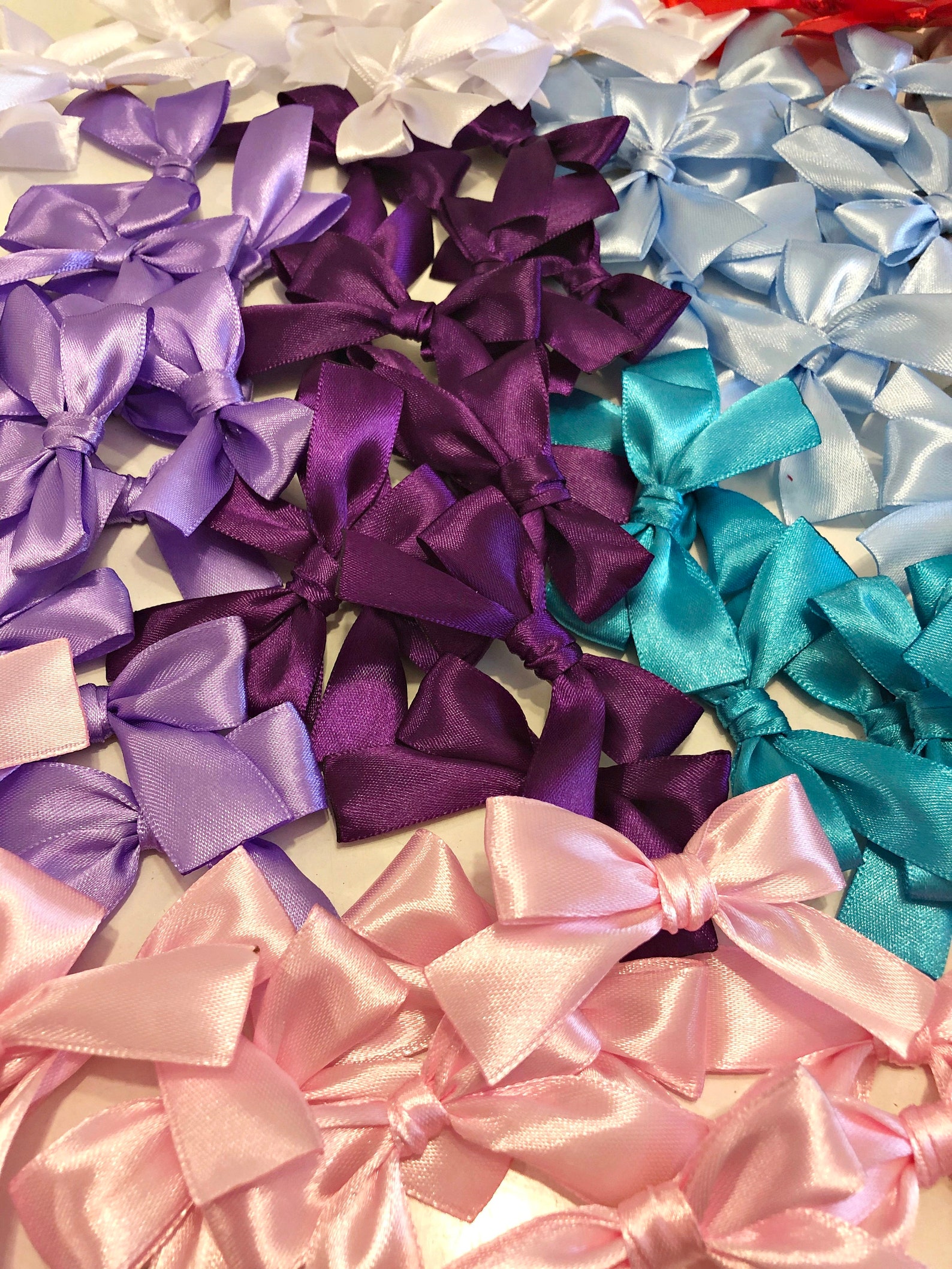 Satin Ribbon Bows. Self Adhesive Satin Pre-Tied Bows. 20 mm | Etsy