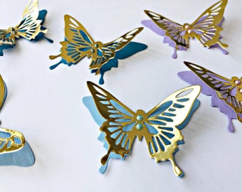 3D Paper butterfly diecuts - 6 PCS Gold Butterflies Cake Toppers, Butterfly wall art Paper butterfly die cuts 3d Paper butterfly decorations