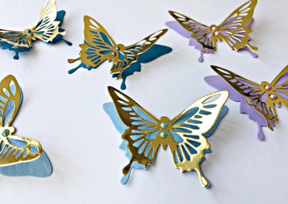 3D Paper Butterfly Diecuts 6 PCS Gold Butterflies Cake Toppers, Butterfly  Wall Art Paper Butterfly Die Cuts 3d Paper Butterfly Decorations 