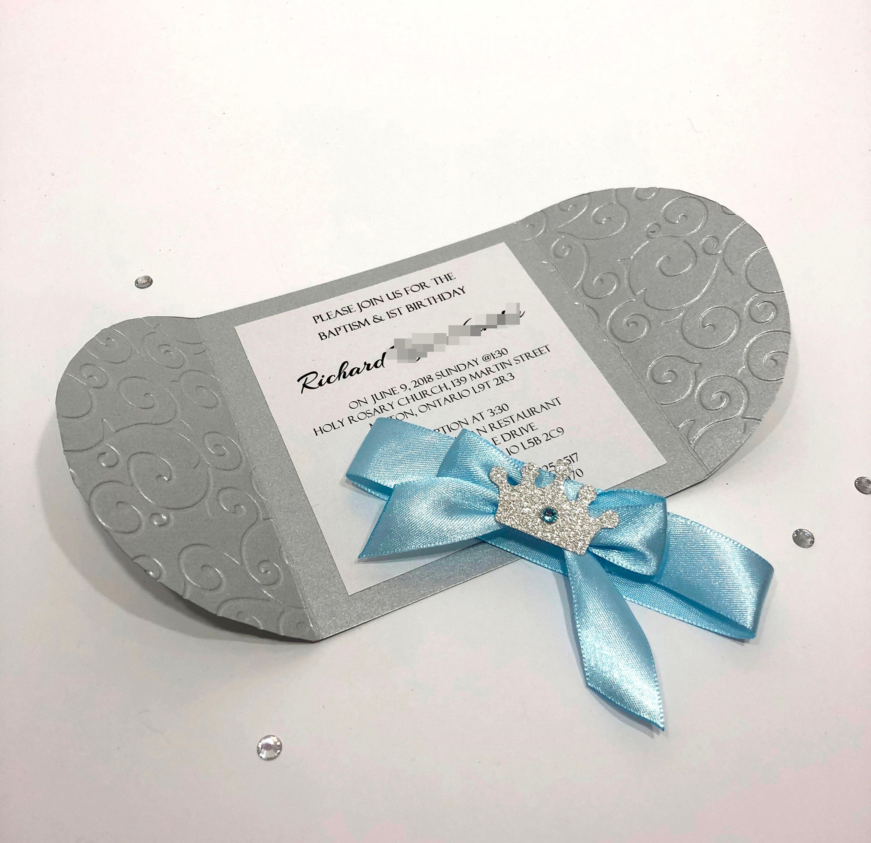 Blue and Silver BABY SHOWER Invitations Baby Blue & Silver Etsy