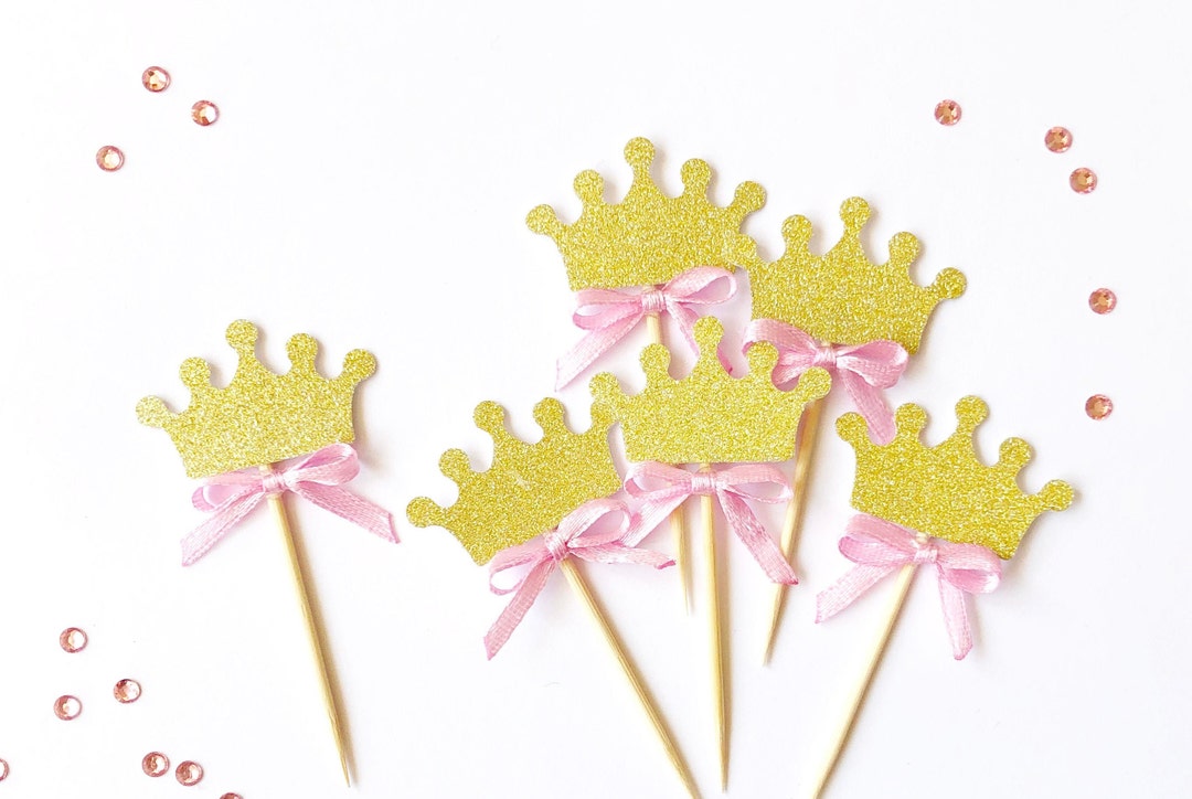 12 Princess Cupcake Toppers. Crown Cupcake Toppers. Food Picks