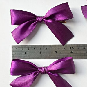 Purple Satin Ribbon Bows with Twist Ties 4 Wide Satin Ribbon Bows. Satin ribbon bows, Baby bows, Children's bows, Purple bows image 6