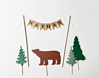 Custom Woodland Bear Cake Toppers – Forest Animal Baby Shower
