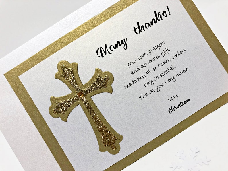 Gold Baptism Thank You Cards Personalized Note Cards Baby Girl Etsy