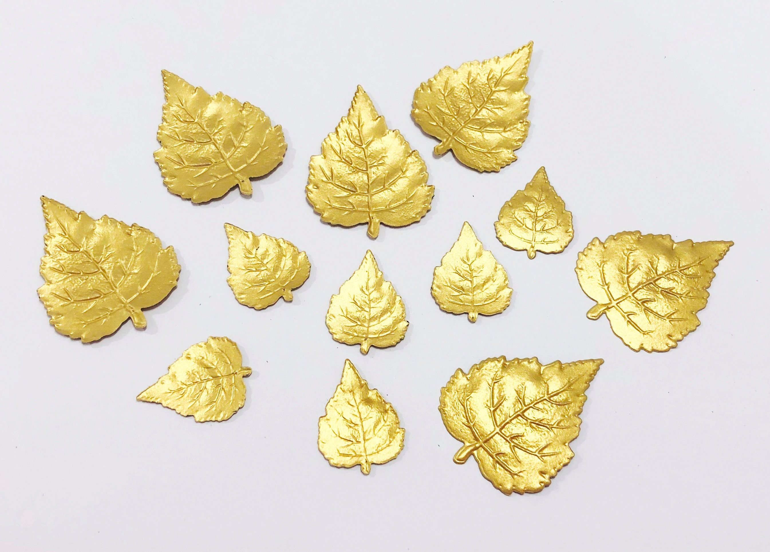 Gold Leaves Cupcake Toppers Leaves Cupcake Toppers Bridal Etsy