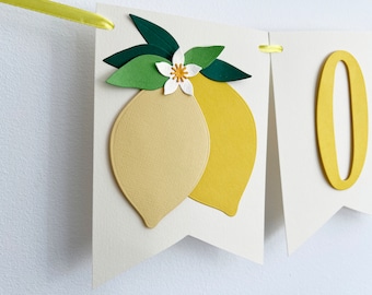 Lemon Baby Shower Banner - Handmade Floral Citrus Party Decor