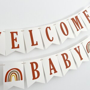 Neutral Boho Rainbow Baby Shower Decorations - Welcome Baby Banner. Boho Rainbow Baby Shower Banner. Muted Rainbow Decor. Baby Announcement